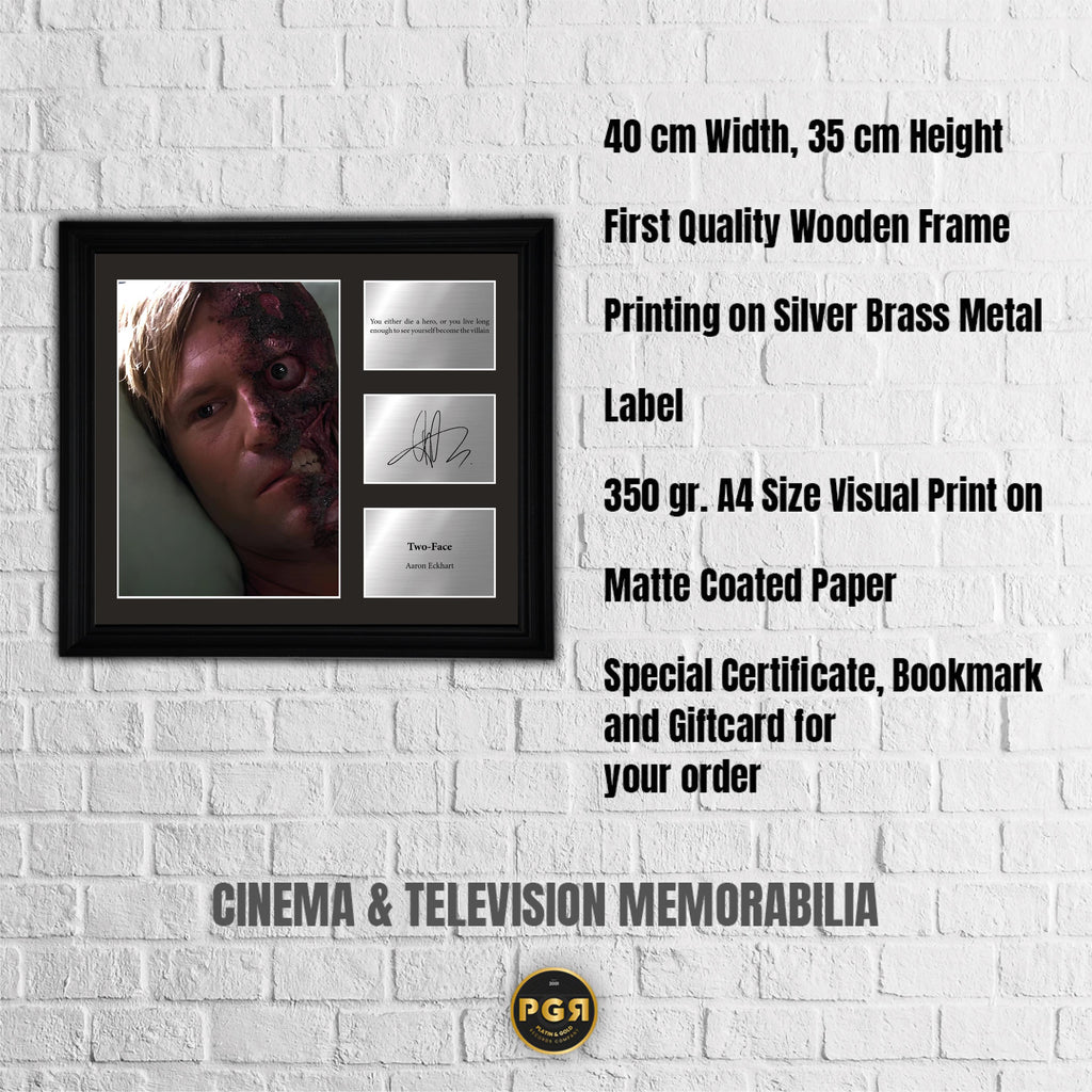 Two Face - Aaron Eckhart - Framed Movie Character Print with Copy Signed