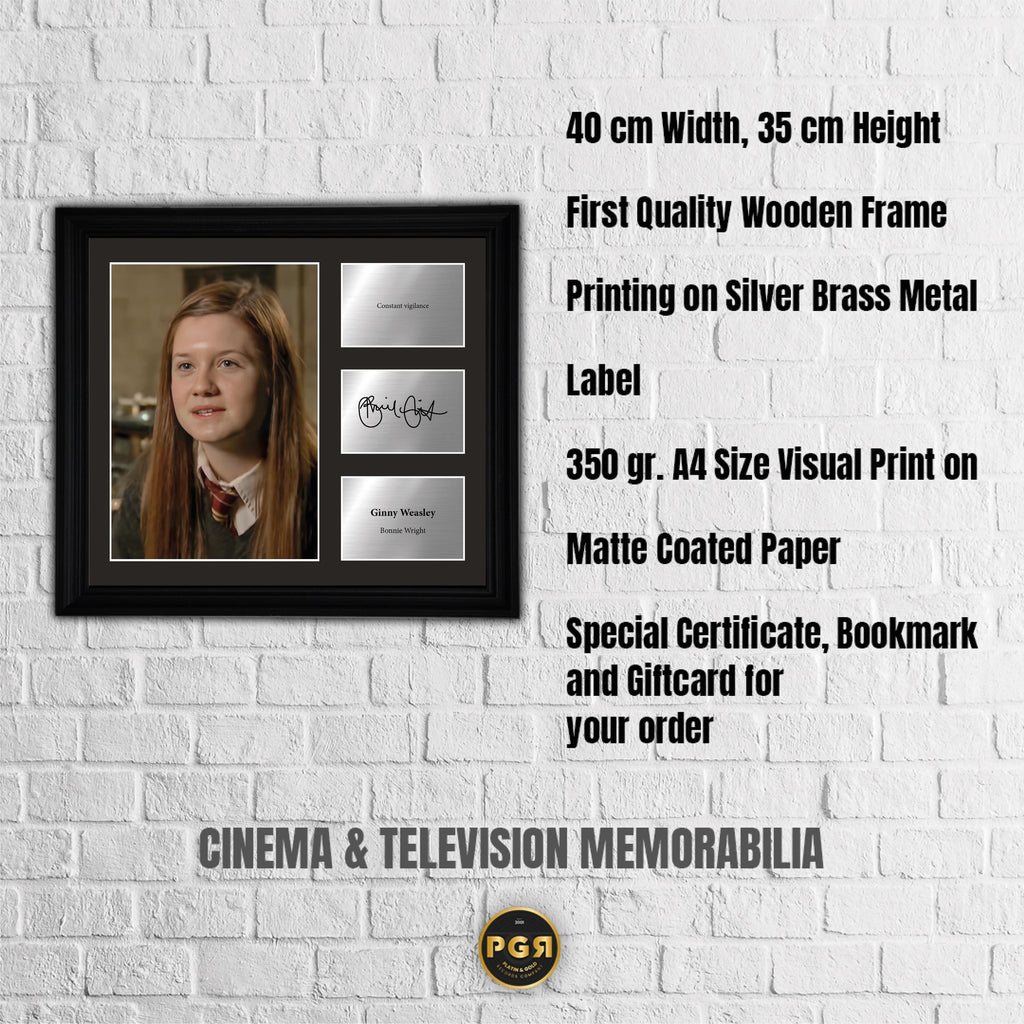 Ginny Weasley - Bonnie Wright - Framed Movie Character Print with Copy Signed