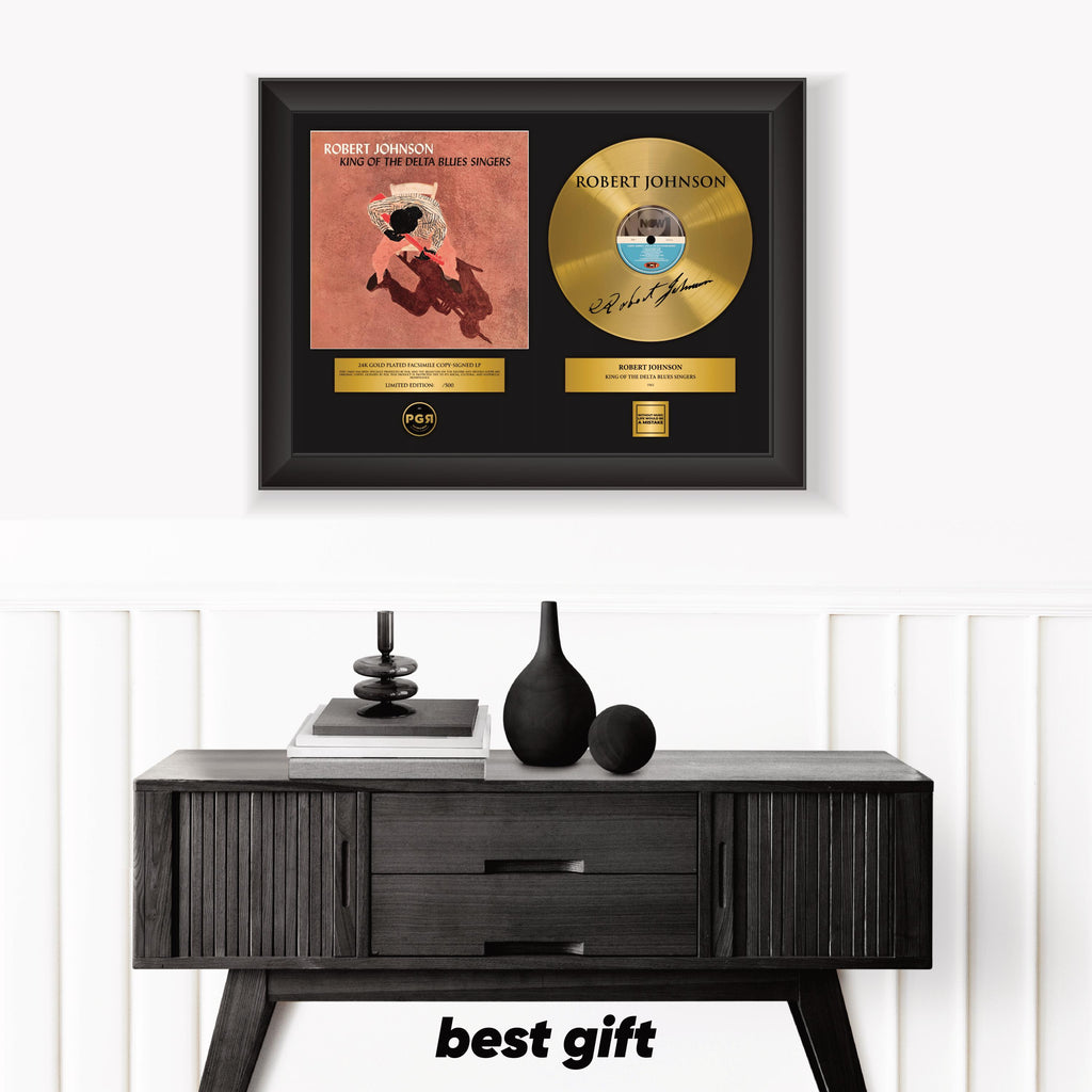 Robert Johnson – Framed Gold Plated Record Vinyl  – Copy Signed – Wall Art