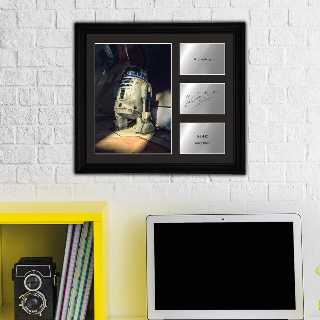 R2D2 - Kenny Baker  - Framed Movie Character Print with Copy Signed