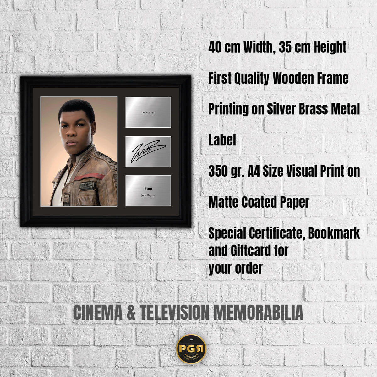 Finn - John Boyega  - Framed Movie Character Print with Copy Signed