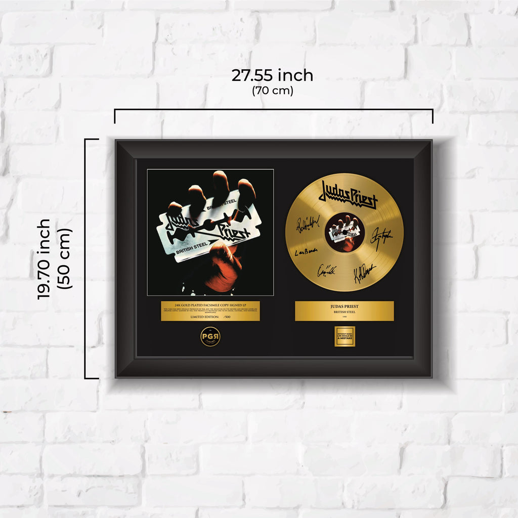 Judas Priest – Framed Gold Plated Record Vinyl  – Copy Signed – Premium Wall Art