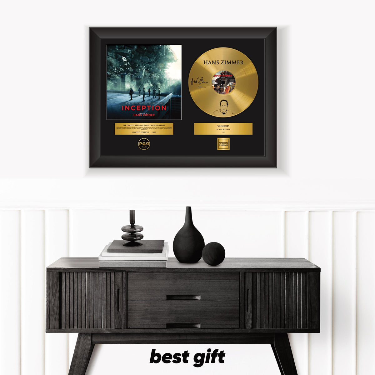 Hans Zimmer – Framed Gold Plated Record Vinyl  – Copy Signed – Premium Wall Art