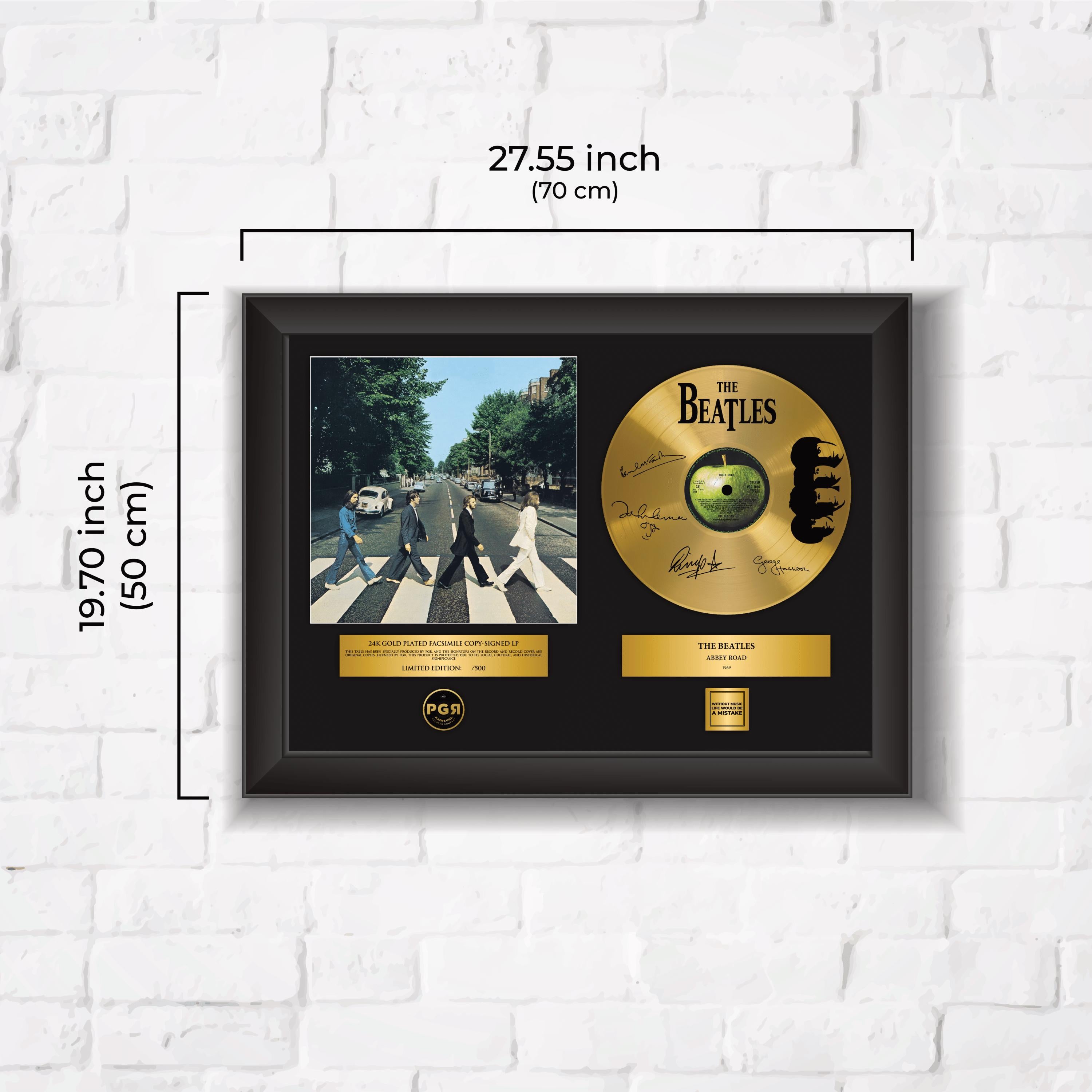 The Beatles – Framed Gold Plated Record Vinyl  – Copy Signed – Premium Wall Art