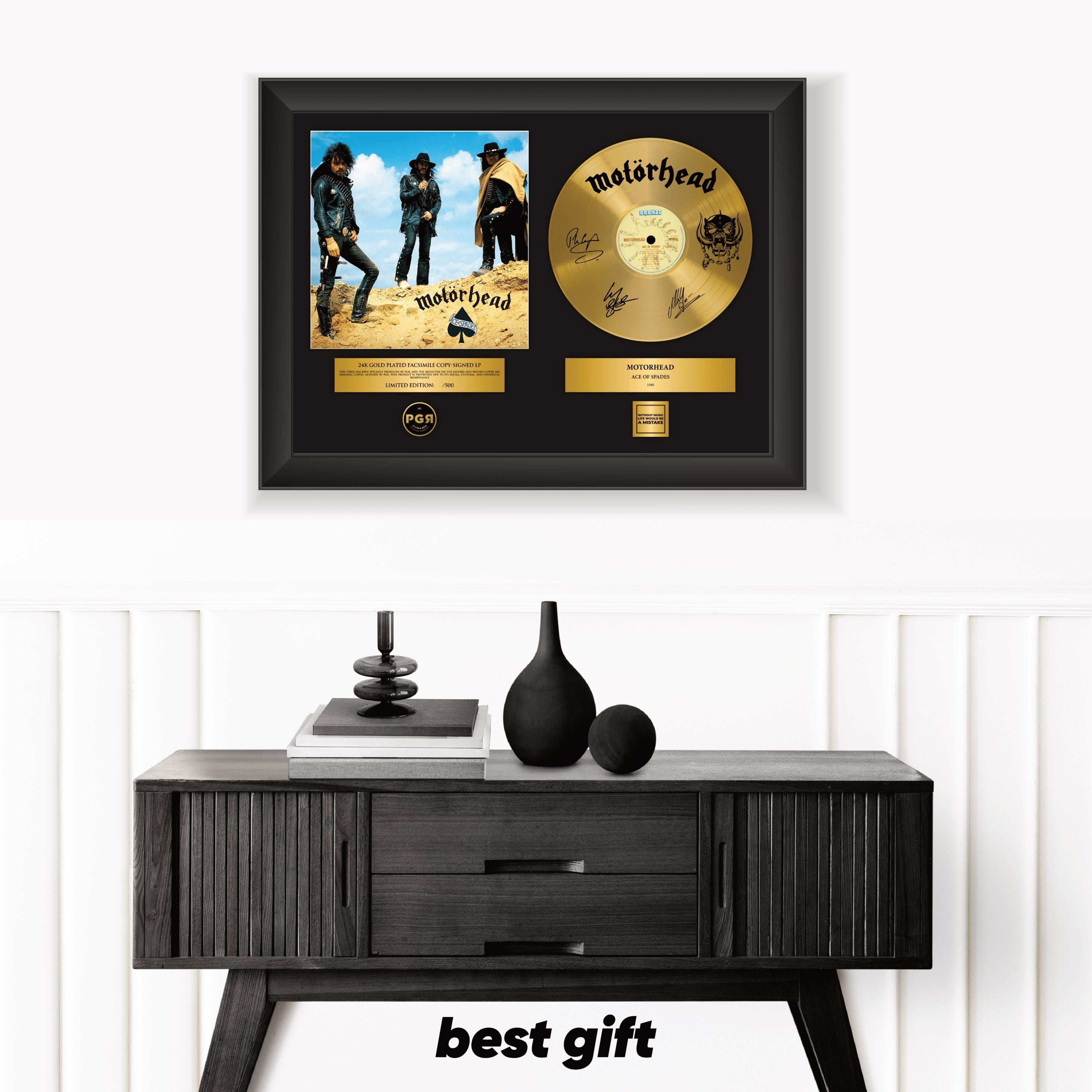 Motörhead – Framed Gold Plated Record Vinyl  – Copy Signed – Premium Wall Art