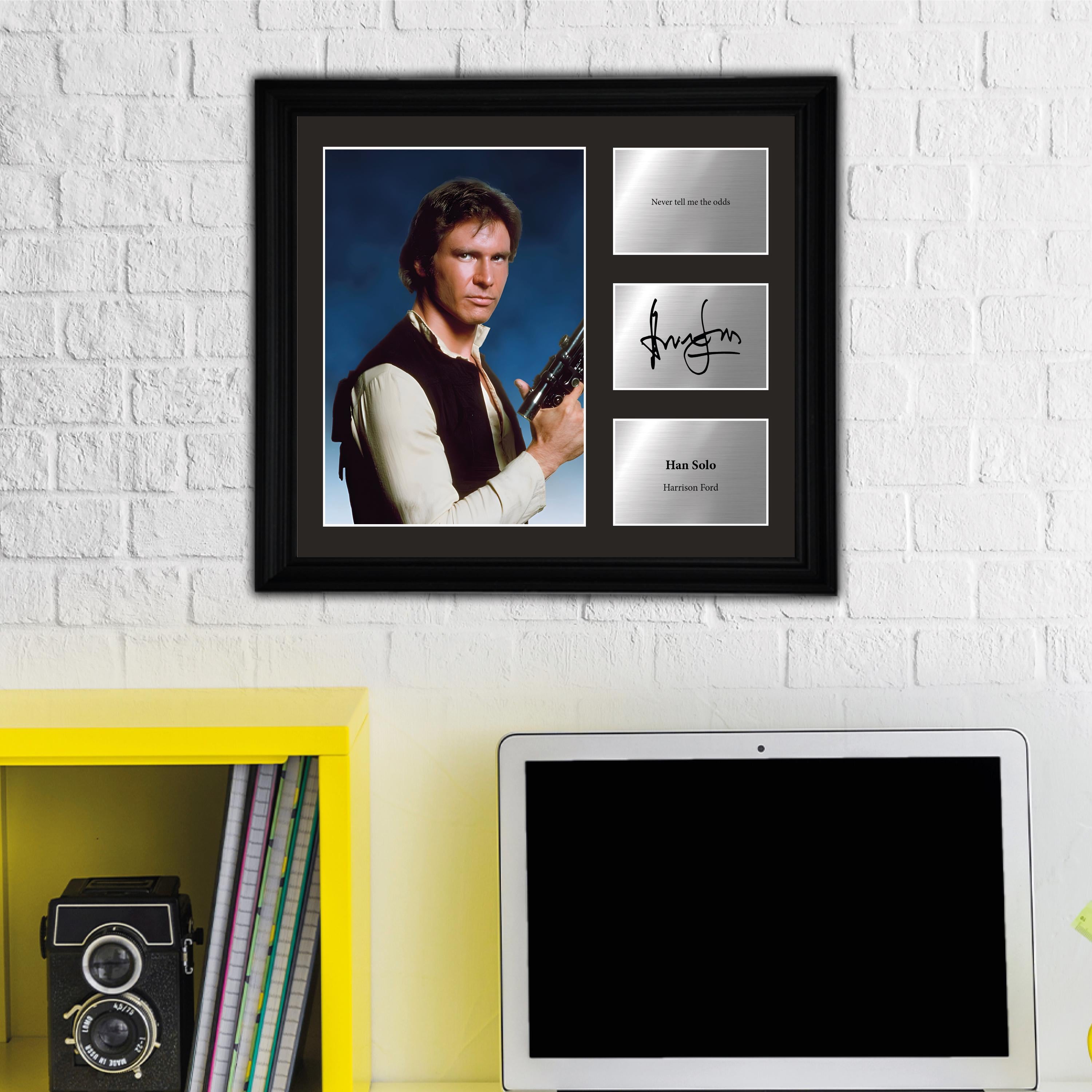 Han Solo - Harrison Ford  - Framed Movie Character Print with Copy Signed