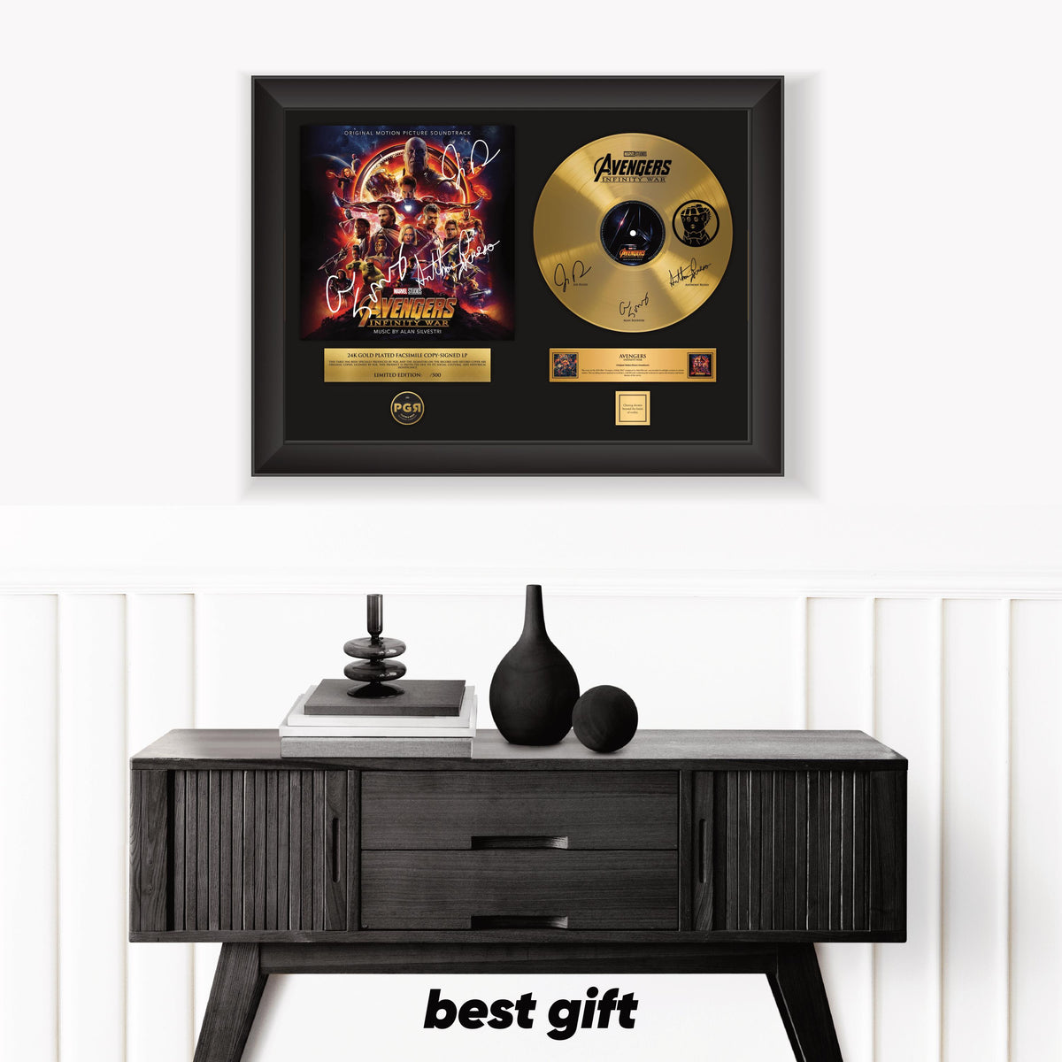 Avengers ınfinity War – Framed Gold Plated Record Vinyl  – Copy Signed