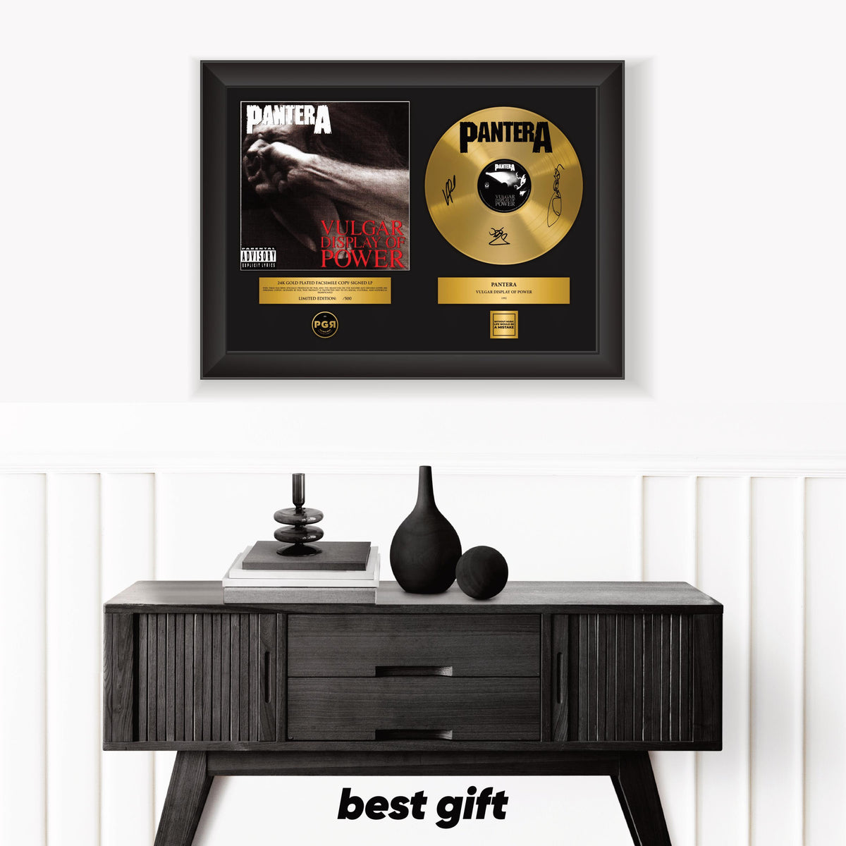Pantera – Framed Gold Plated Record Vinyl  – Copy Signed – Premium Wall Art