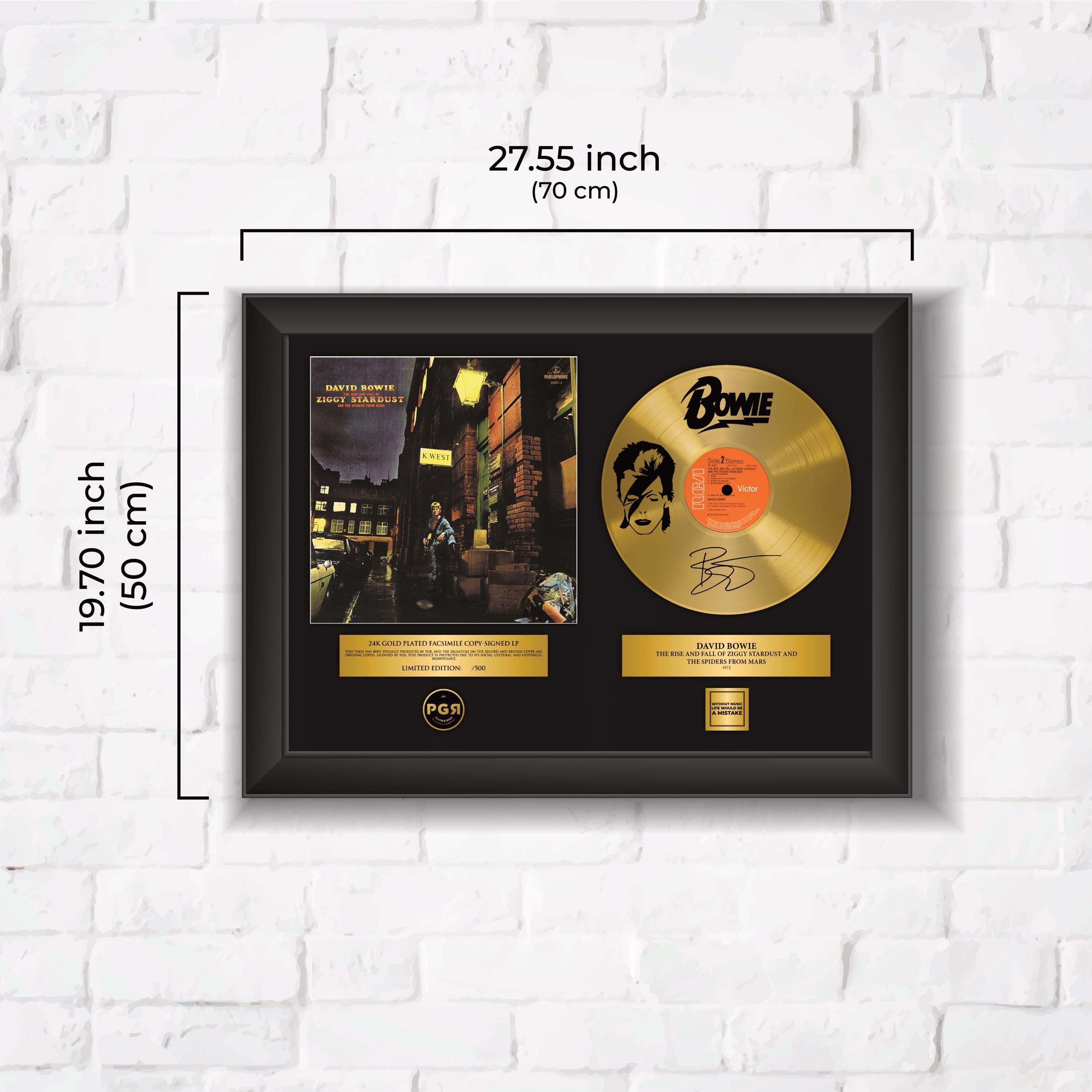 David Bowie – Framed Gold Plated Record Vinyl  – Copy Signed – Premium Wall Art