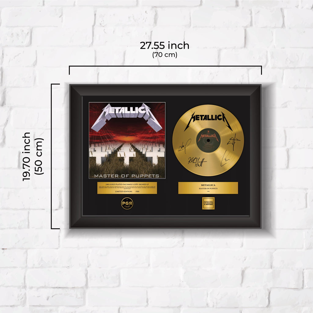 Metallica – Framed Gold Plated Record Vinyl  – Copy Signed – Premium Wall Art