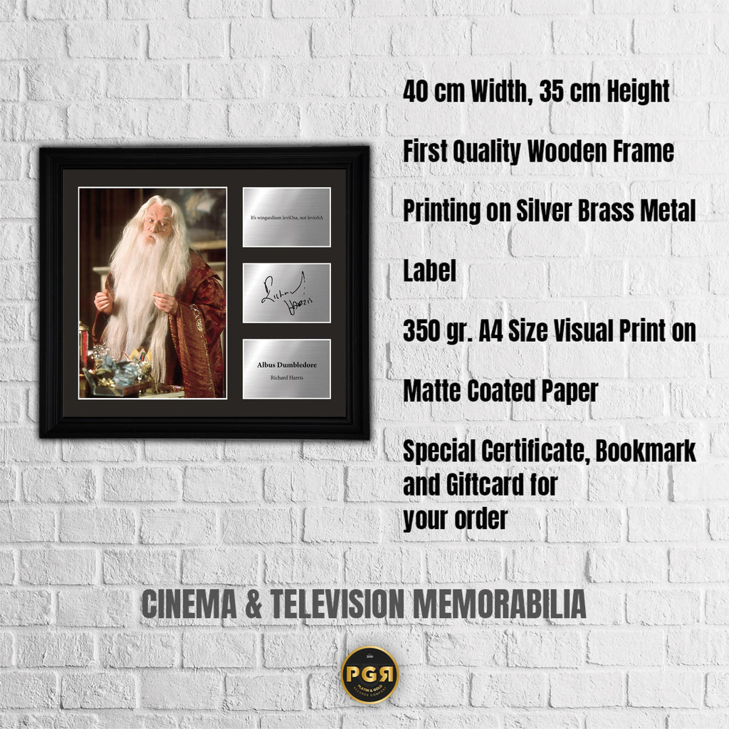 Albus Dumbledore - Richard Harris - Framed Movie Character Print w Copy Signed