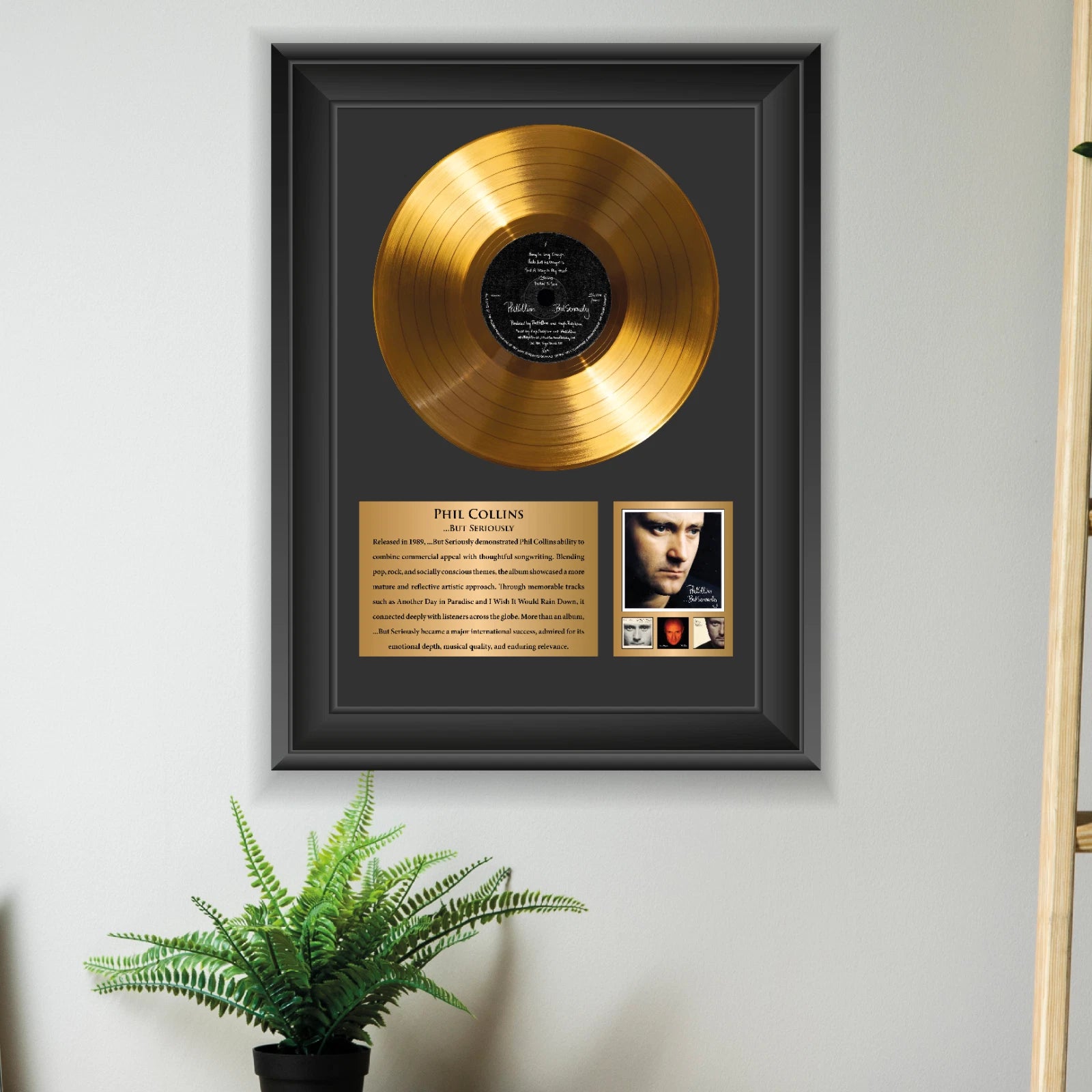 Phil Collins But Seriously Gold Record Framed Wall Art Music Decor