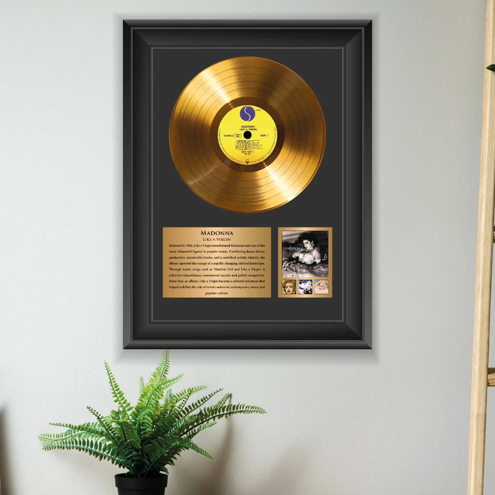 Madonna Like a Virgin Gold Record Framed Wall Art Pop Memorabilia