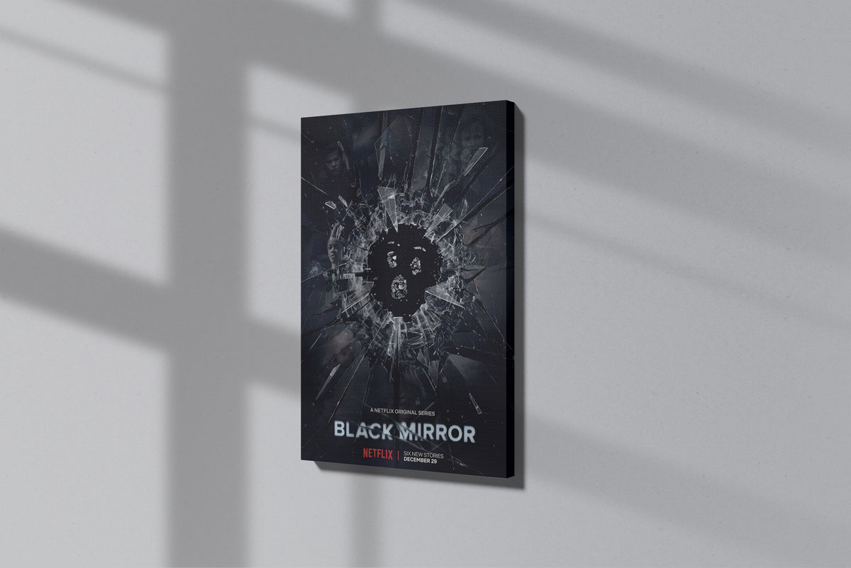 GeekCultcha Black Mirror Premium Canvas Painting Broken Glass Theme