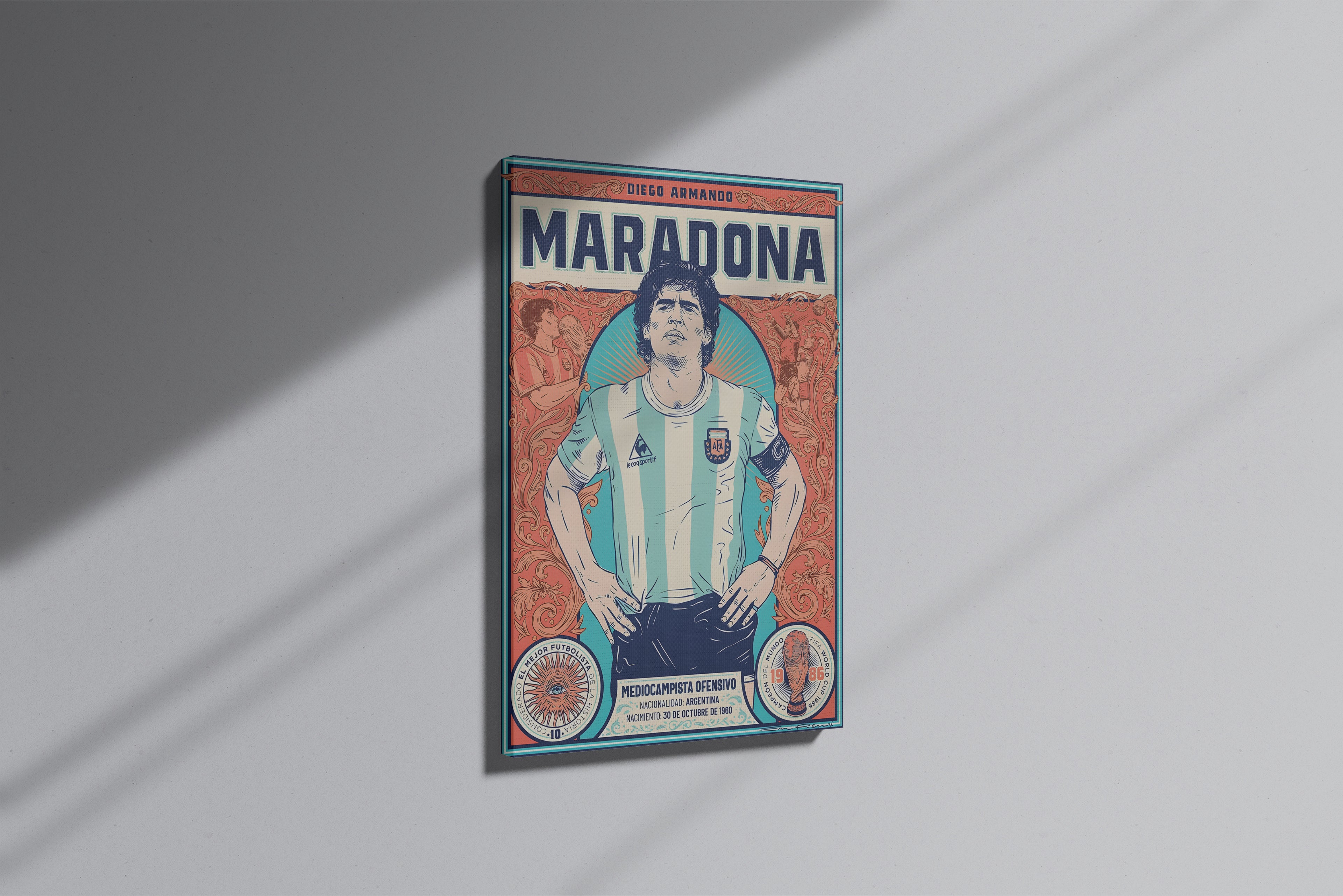 GeekCultcha Diego Maradona Football Legend Premium Canvas Painting