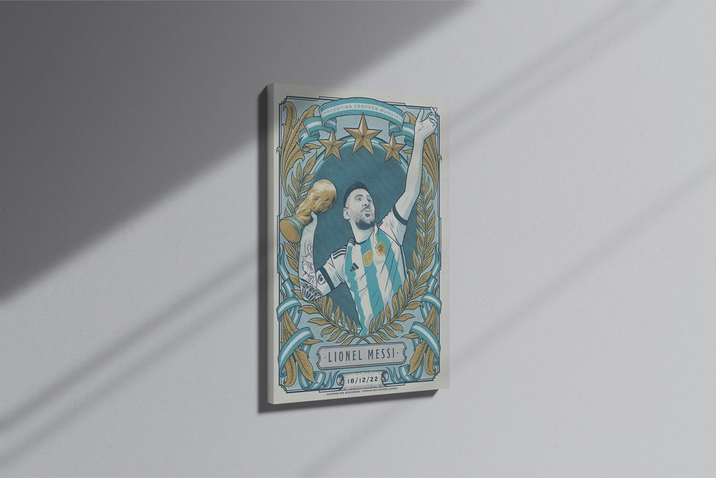 GeekCultcha Lionel Messi World Cup Themed Premium Canvas Painting