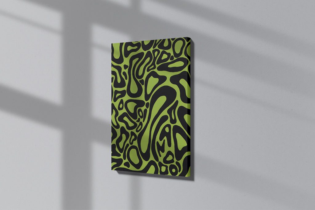 GeekCultcha Retro Green Abstract Pattern Premium Canvas Painting
