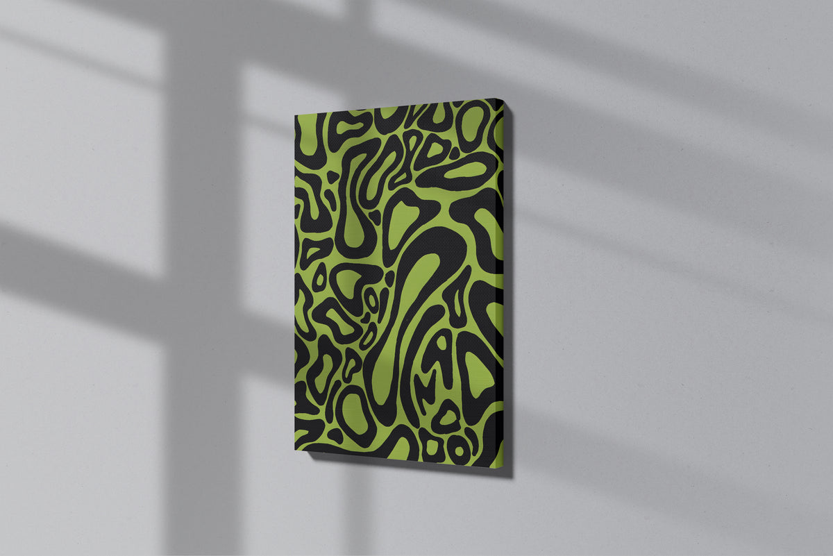 GeekCultcha Retro Green Abstract Pattern Premium Canvas Painting