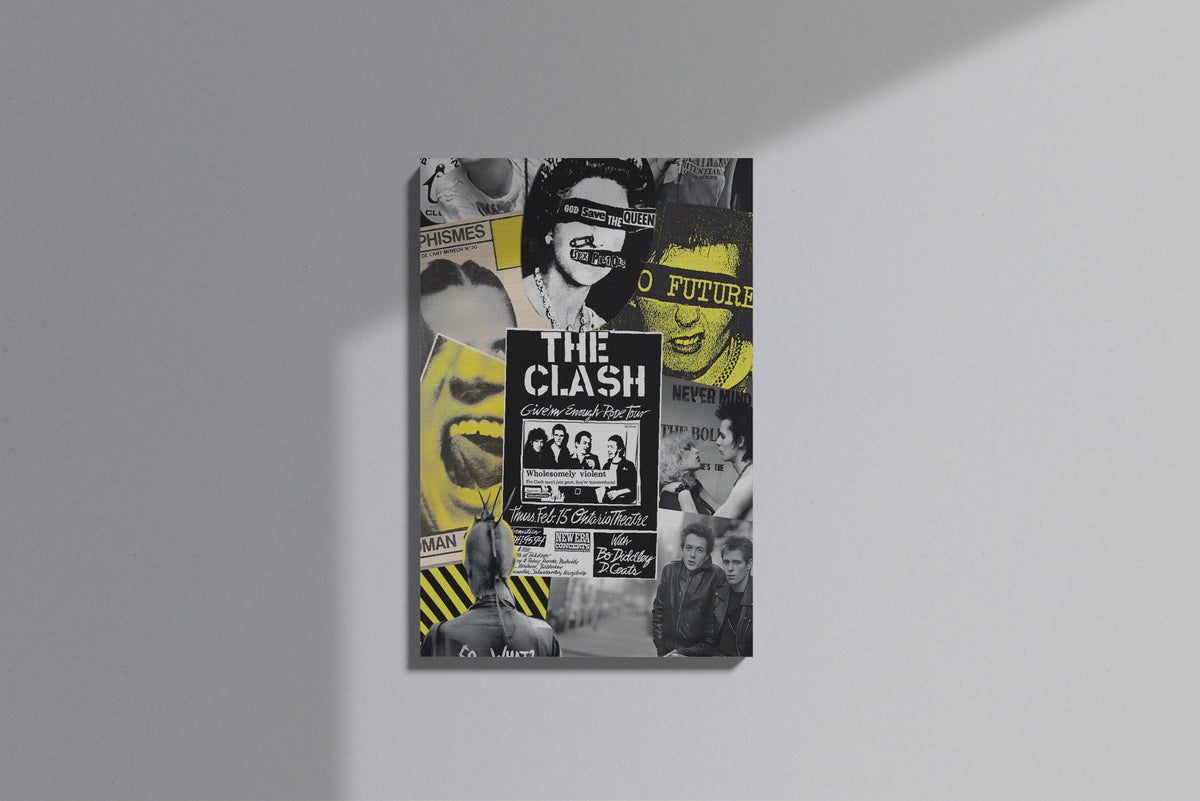 GeekCultcha The Clash & Sex Pistols Retro Collage Premium Canvas Print