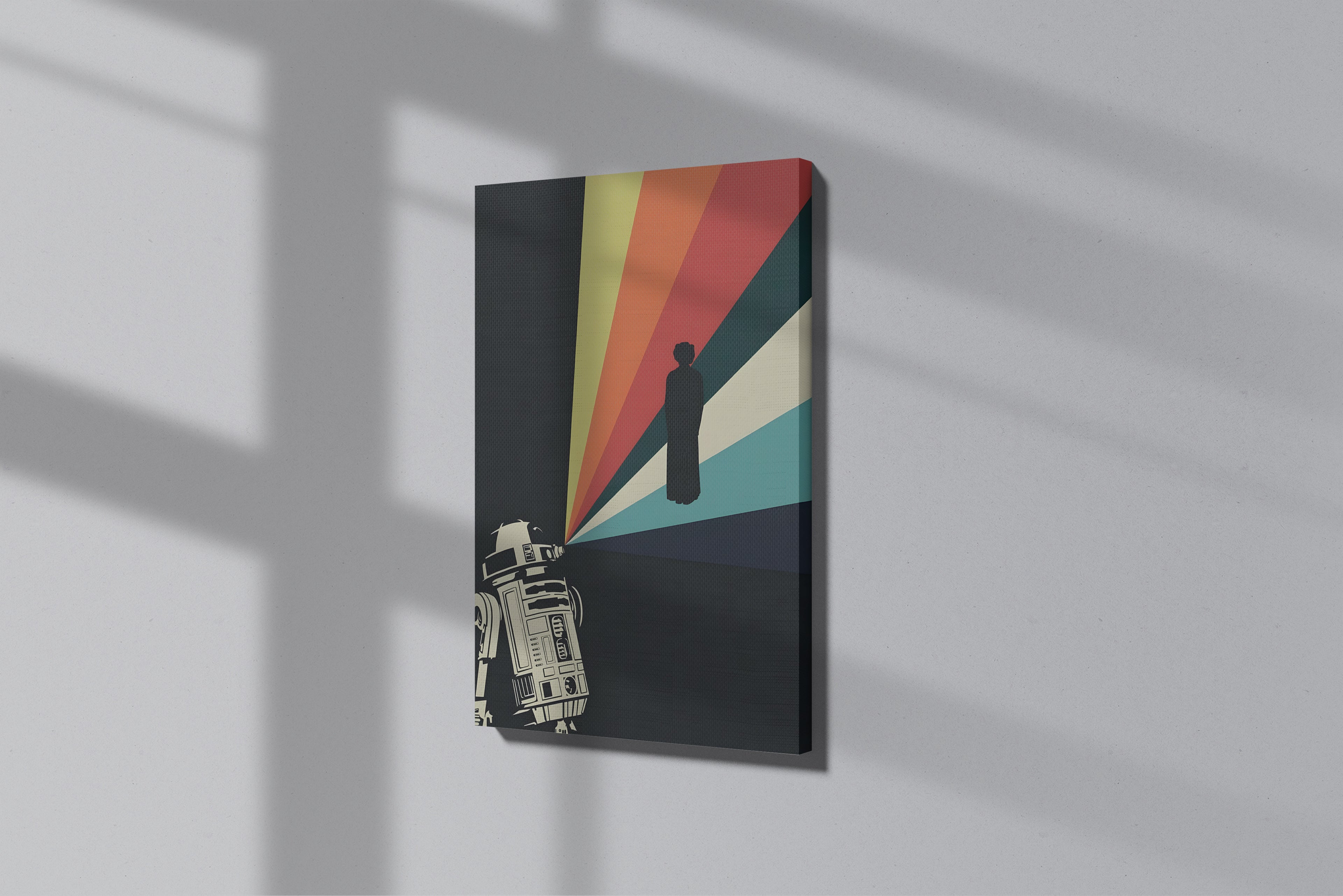 GeekCultcha Star Wars R2-D2 and Princess Leia Themed Premium Canvas Print