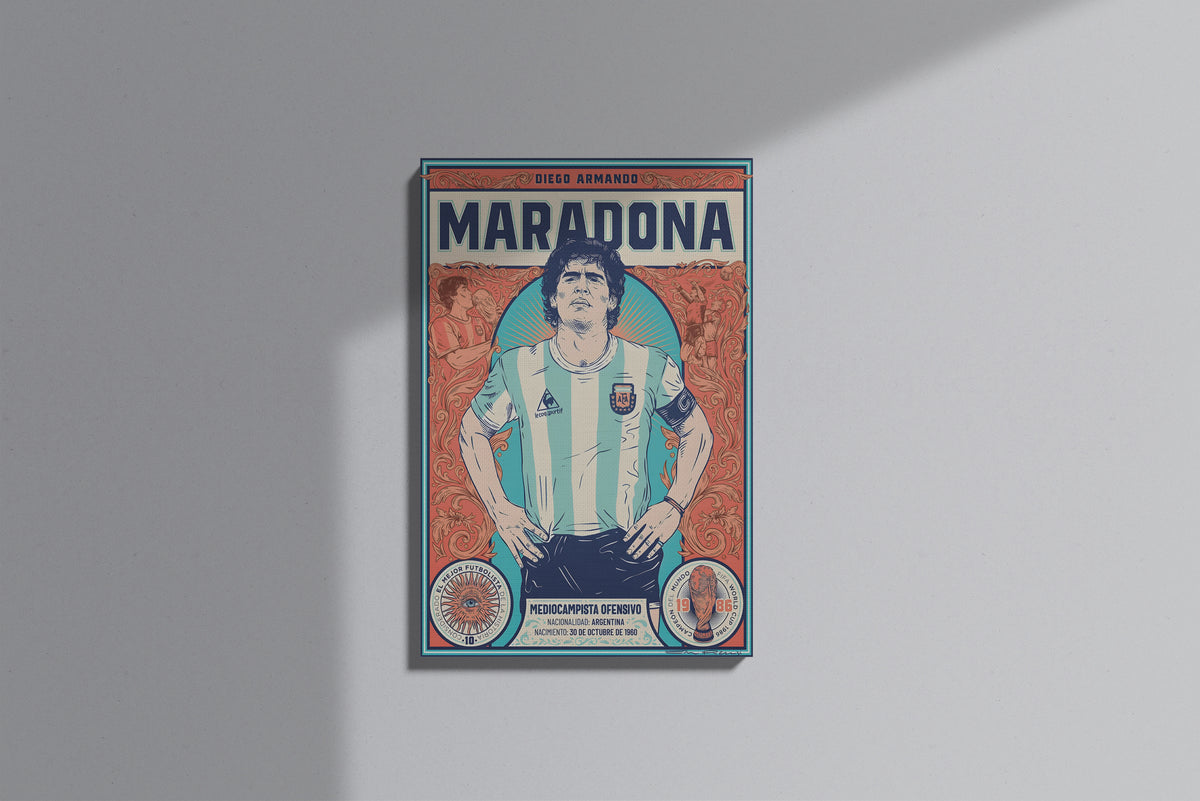 GeekCultcha Diego Maradona Football Legend Premium Canvas Painting