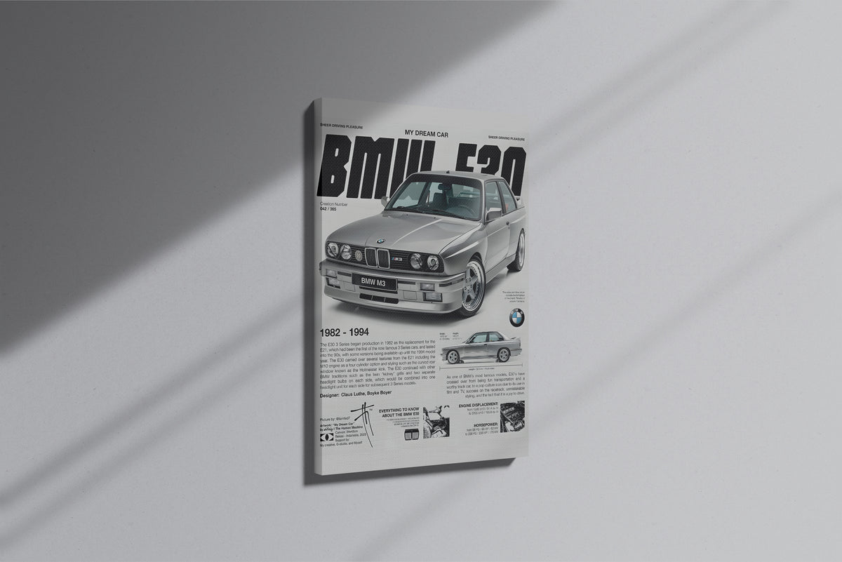 GeekCultcha BMW E30 Premium Canvas Print