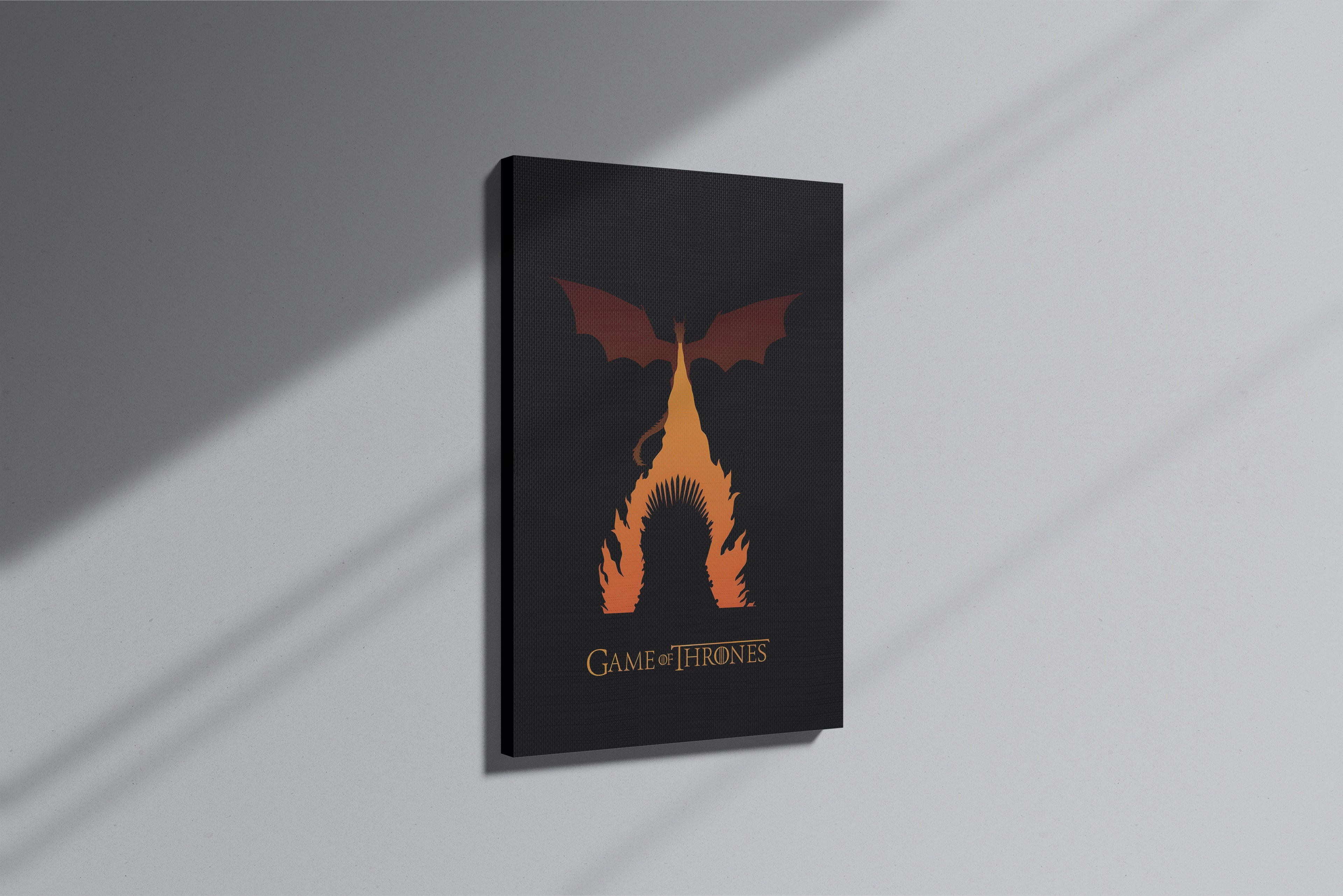 GeekCultcha Game of Thrones Throne and Dragon Premium Canvas Print