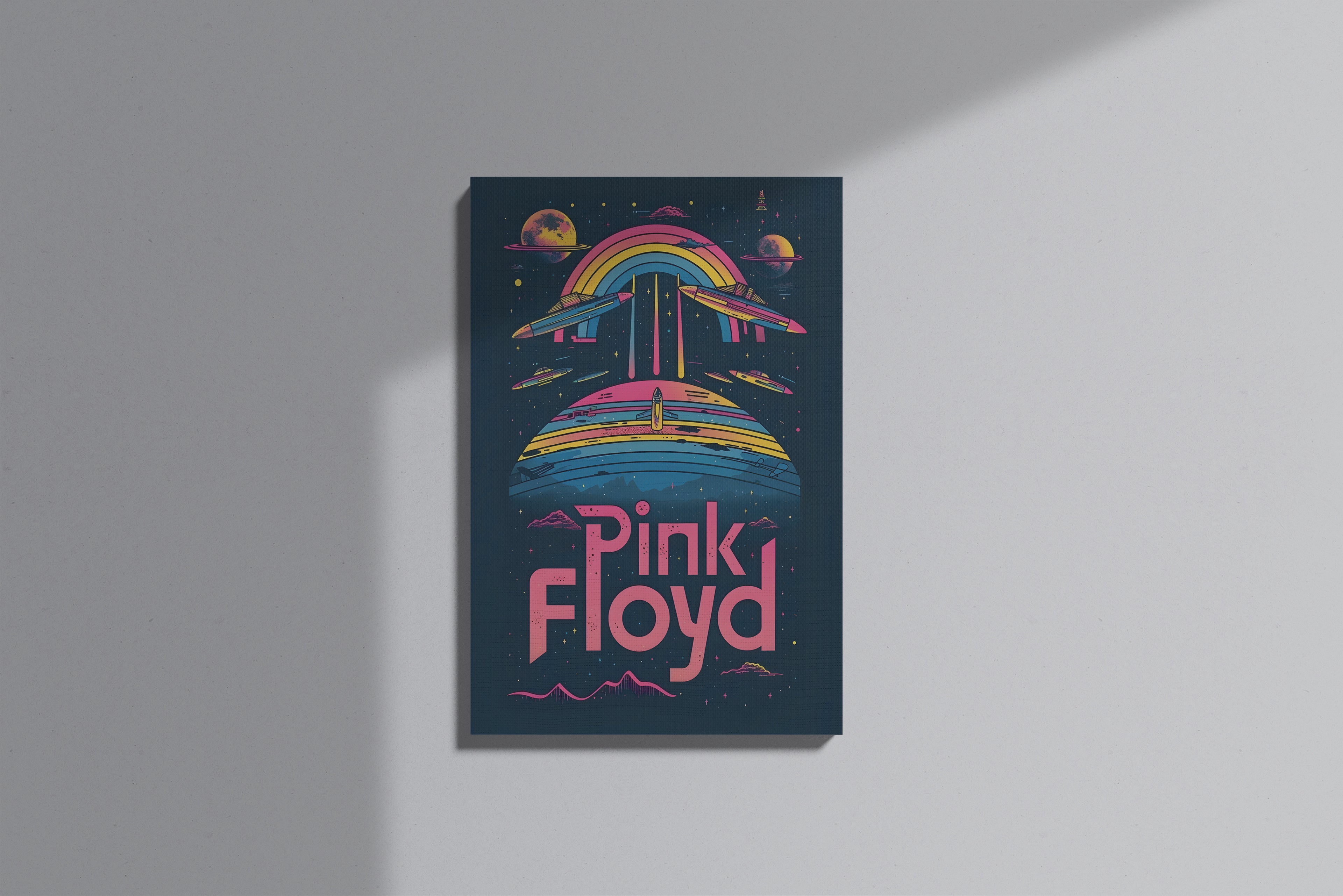 GeekCultcha Pink Floyd Space Themed Premium Canvas Painting