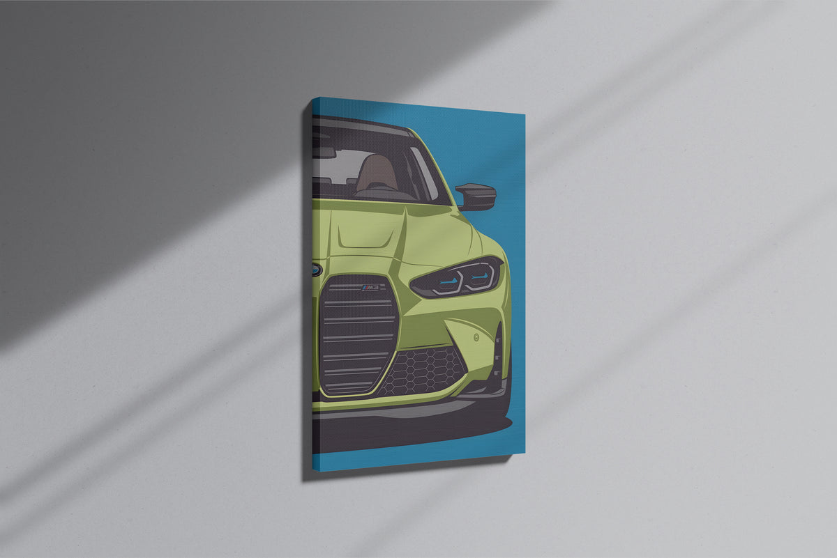GeekCultcha BMW M3 Sports Car Premium Canvas Painting Modern Style
