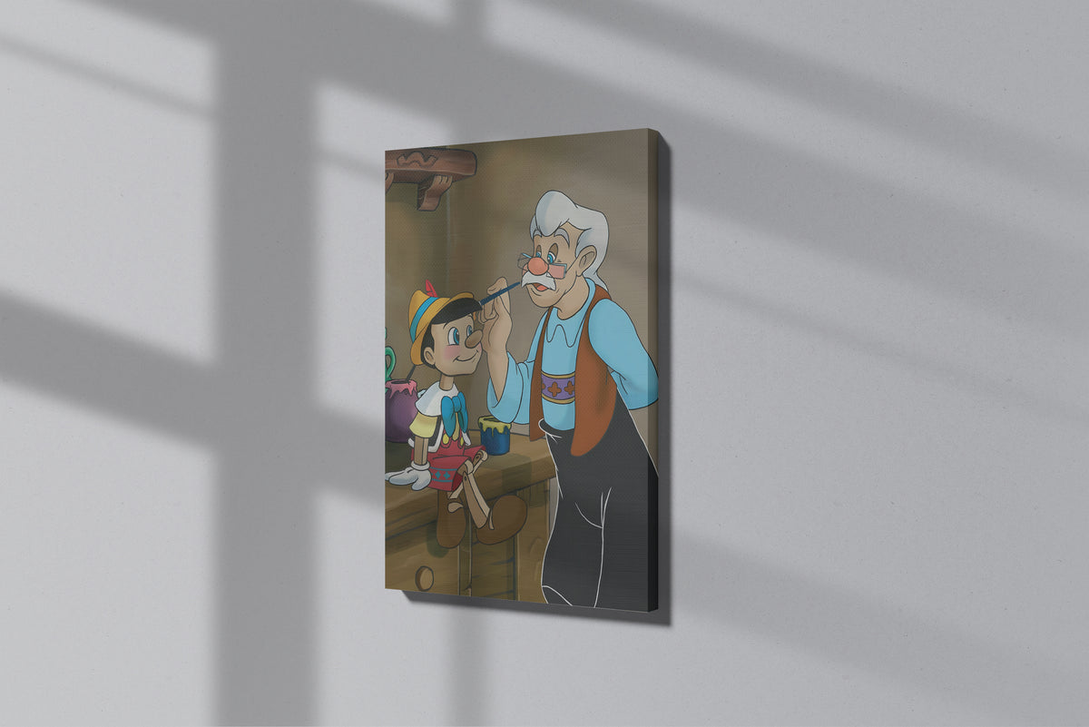 GeekCultcha Disney Pinocchio and Gepetto Premium Canvas Print
