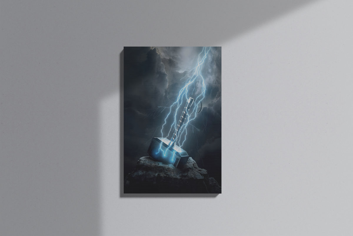 GeekCultcha Marvel Thor Hammer Themed Premium Canvas Painting