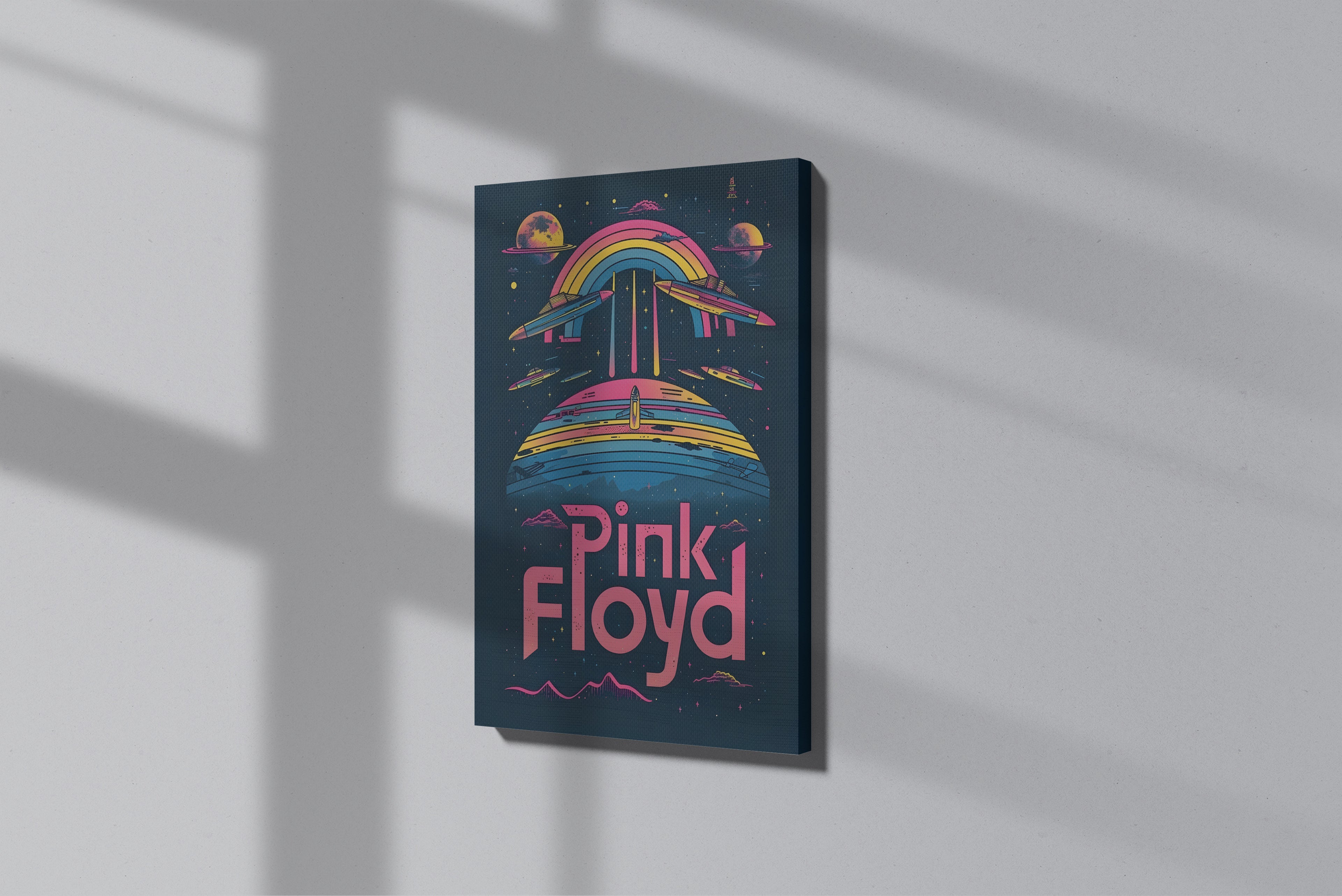 GeekCultcha Pink Floyd Space Themed Premium Canvas Painting