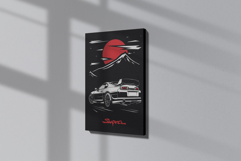 GeekCultcha Premium Canvas Painting of a Toyota Supra Landscape
