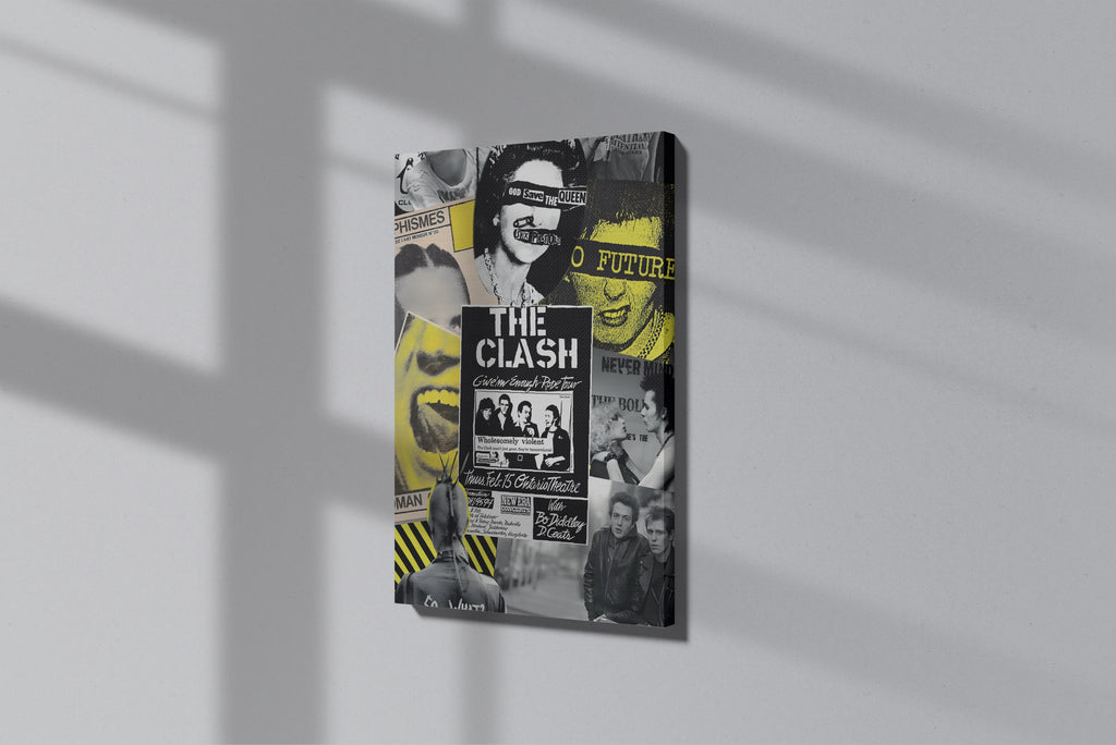GeekCultcha The Clash & Sex Pistols Retro Collage Premium Canvas Print