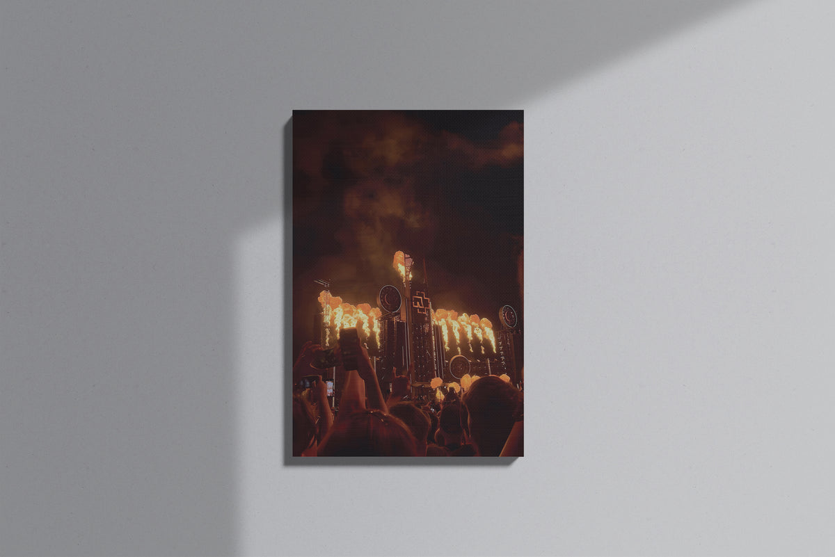 GeekCultcha Rammstein Concert Fire Show Premium Canvas Painting