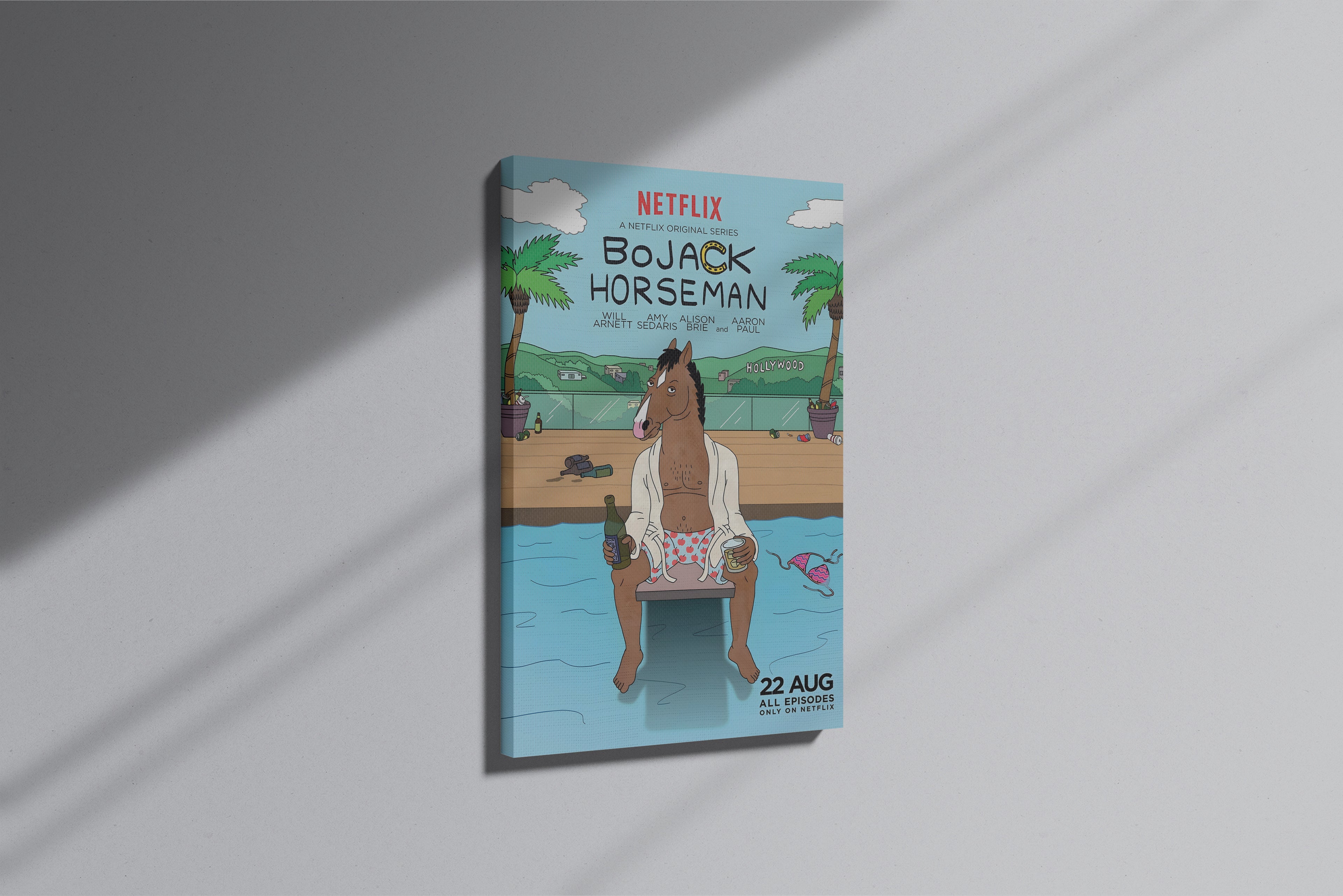 GeekCultcha BoJack Horseman Premium Canvas Painting Poolside Style