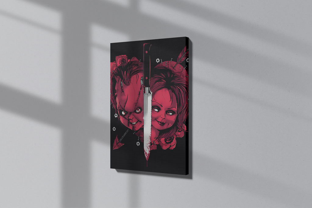 GeekCultcha Premium Canvas Painting with Chucky and Tiffany Design