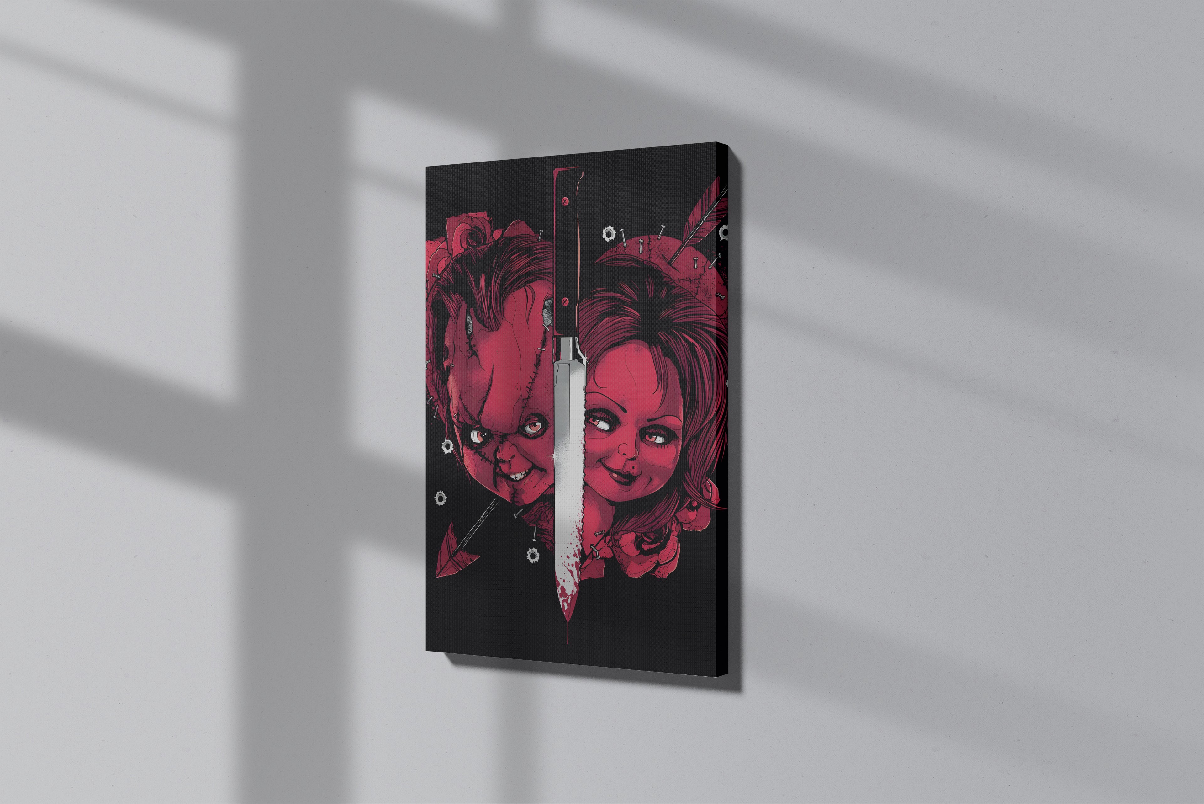 GeekCultcha Premium Canvas Painting with Chucky and Tiffany Design