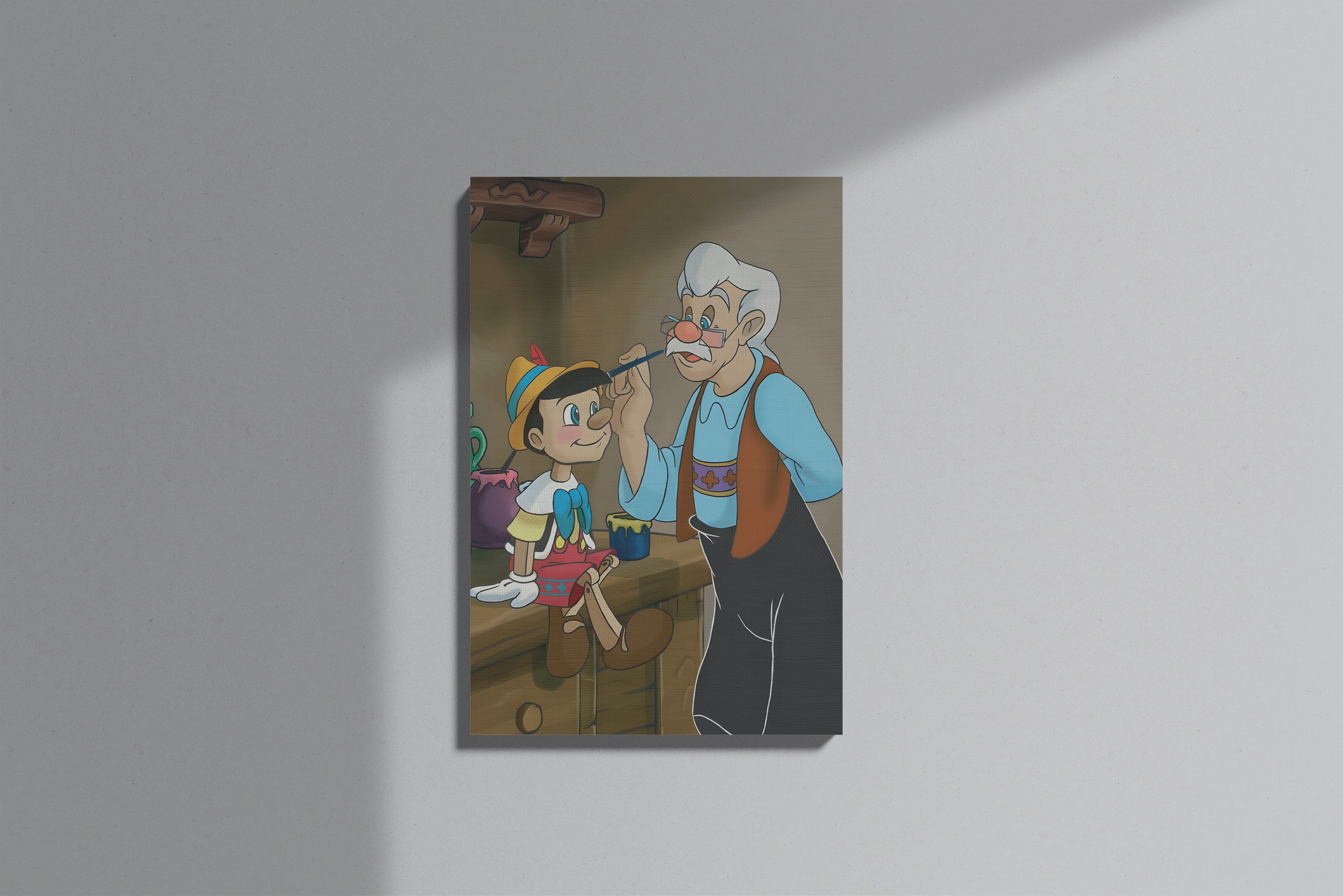 GeekCultcha Disney Pinocchio and Gepetto Premium Canvas Print