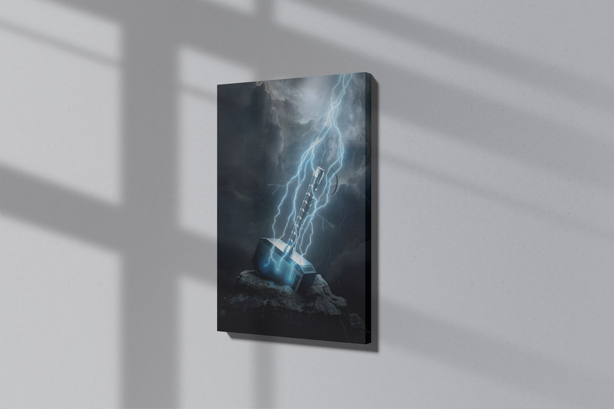 GeekCultcha Marvel Thor Hammer Themed Premium Canvas Painting
