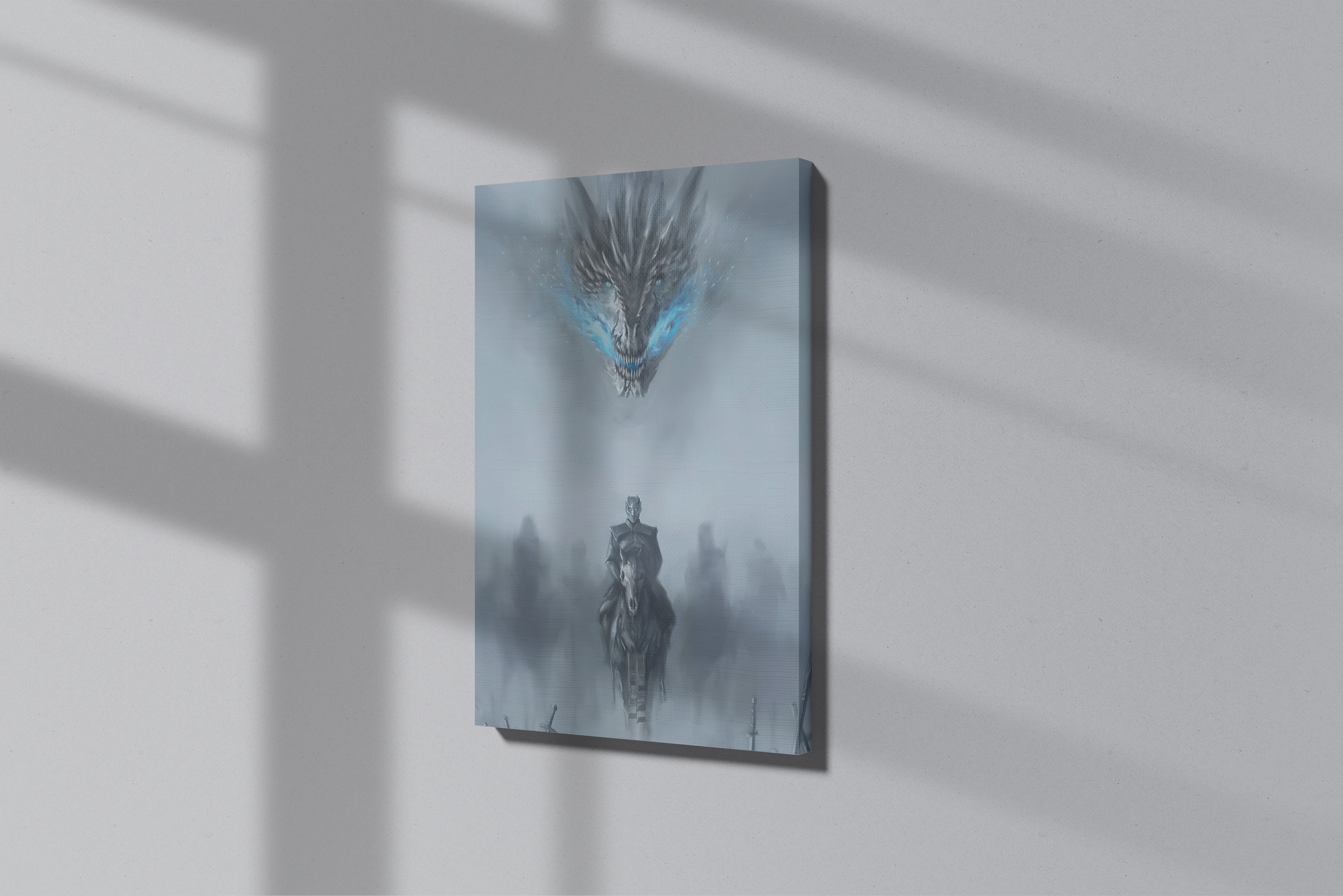 GeekCultcha Game of Thrones Night King and Dragon Premium Canvas Print