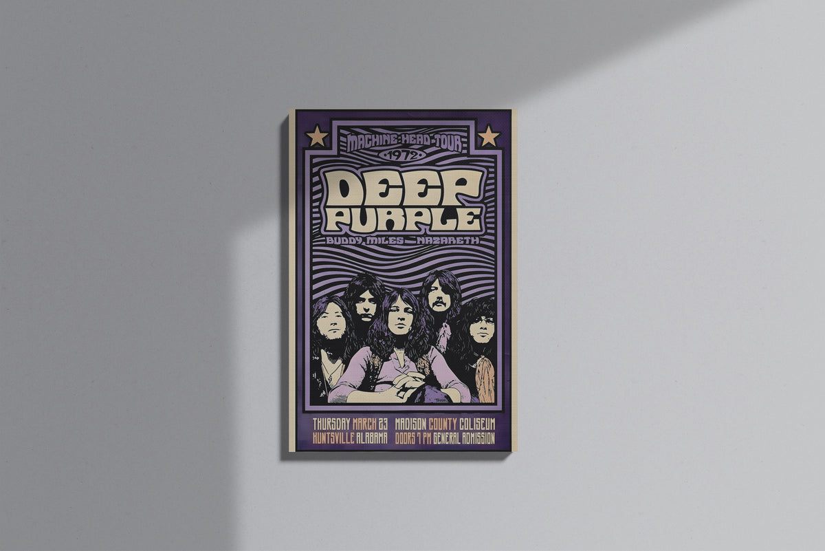 GeekCultcha Deep Purple 1972 Tour Poster Premium Canvas Print