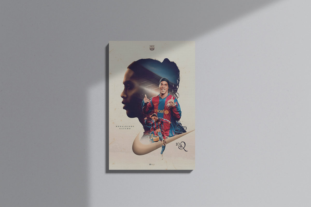 GeekCultcha FC Barcelona Ronaldinho Premium Canvas Print
