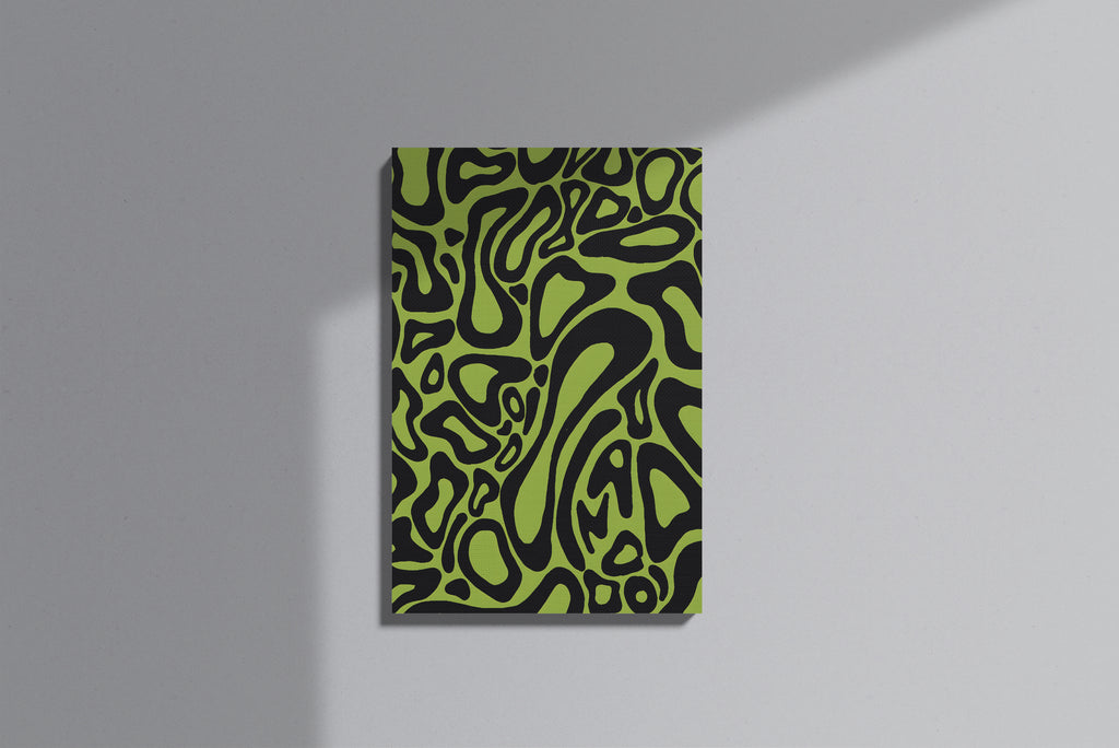 GeekCultcha Retro Green Abstract Pattern Premium Canvas Painting