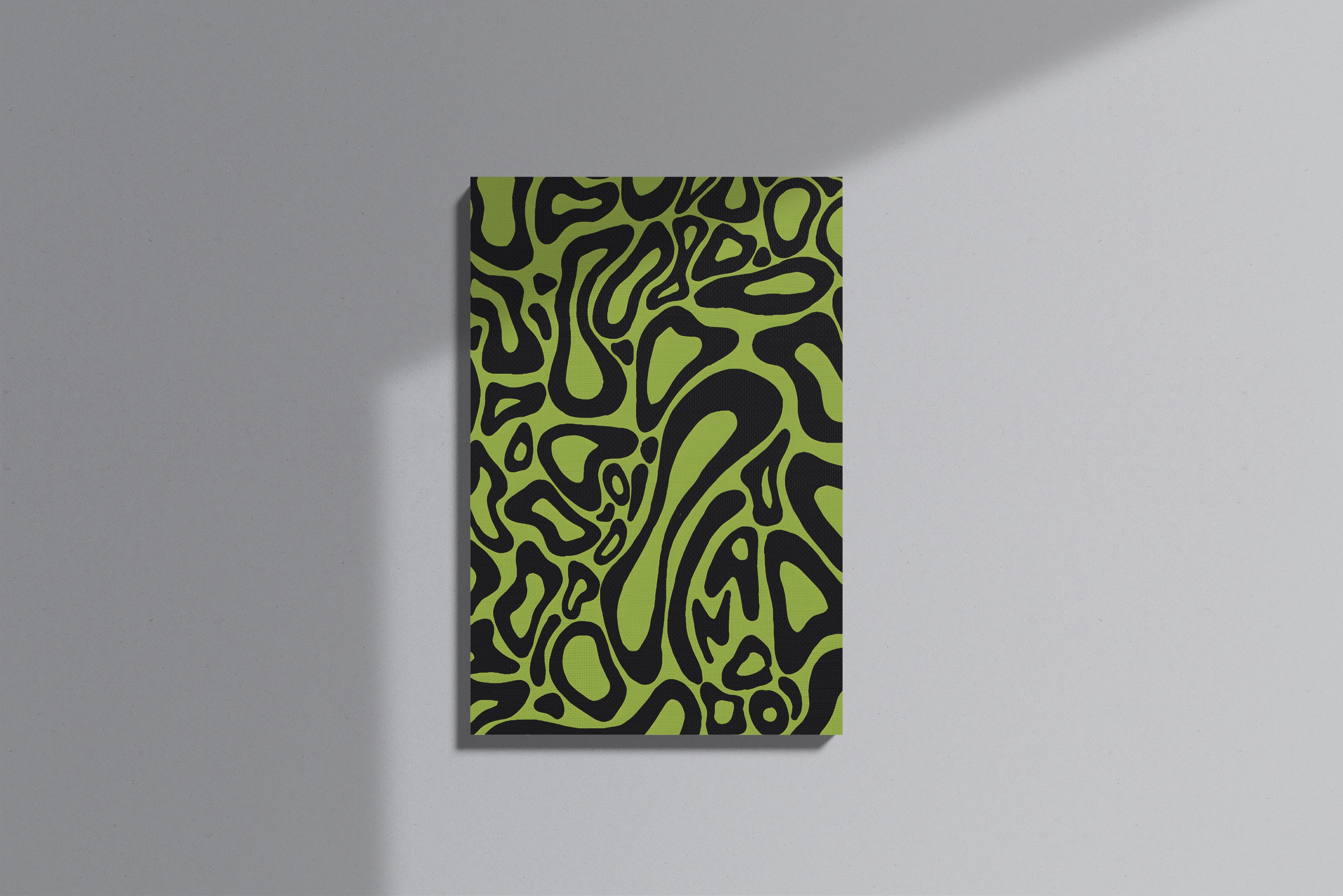 GeekCultcha Retro Green Abstract Pattern Premium Canvas Painting
