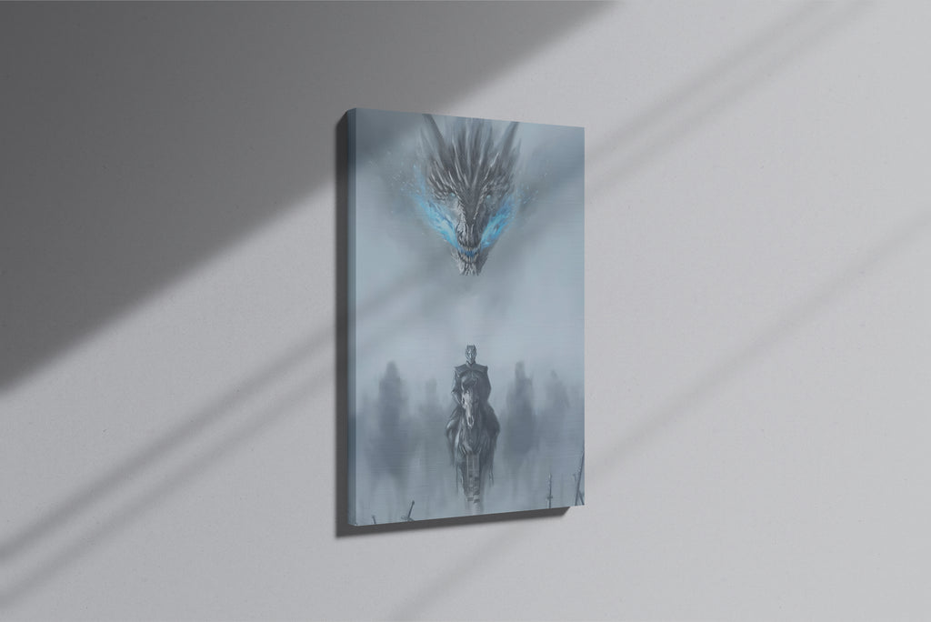 GeekCultcha Game of Thrones Night King and Dragon Premium Canvas Print