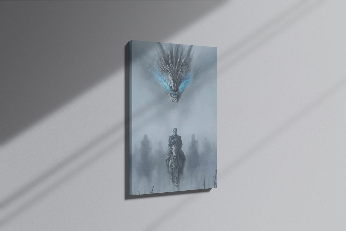 GeekCultcha Game of Thrones Night King and Dragon Premium Canvas Print