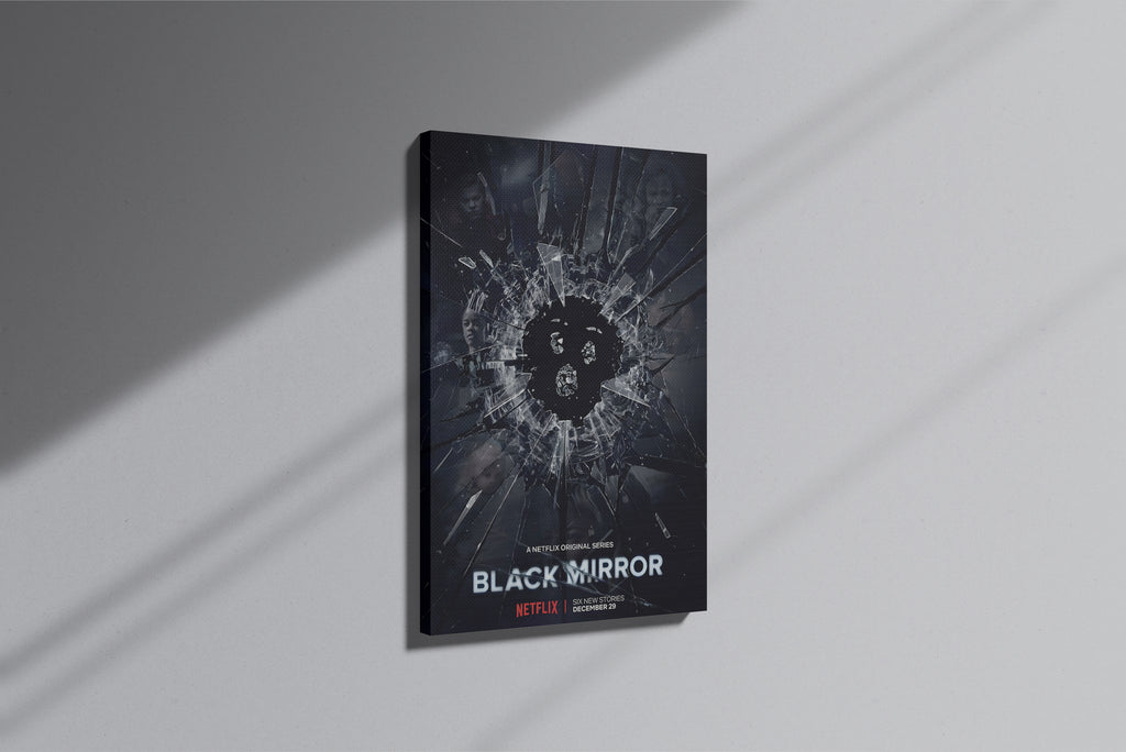 GeekCultcha Black Mirror Premium Canvas Painting Broken Glass Theme
