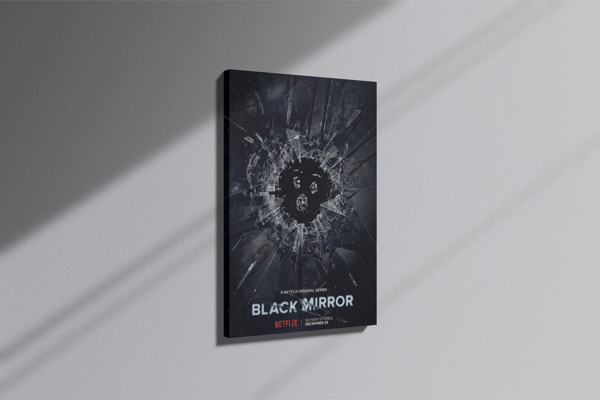 GeekCultcha Black Mirror Premium Canvas Painting Broken Glass Theme