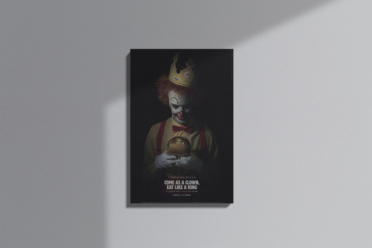 GeekCultcha Burger King Crown and Clown Premium Canvas Painting